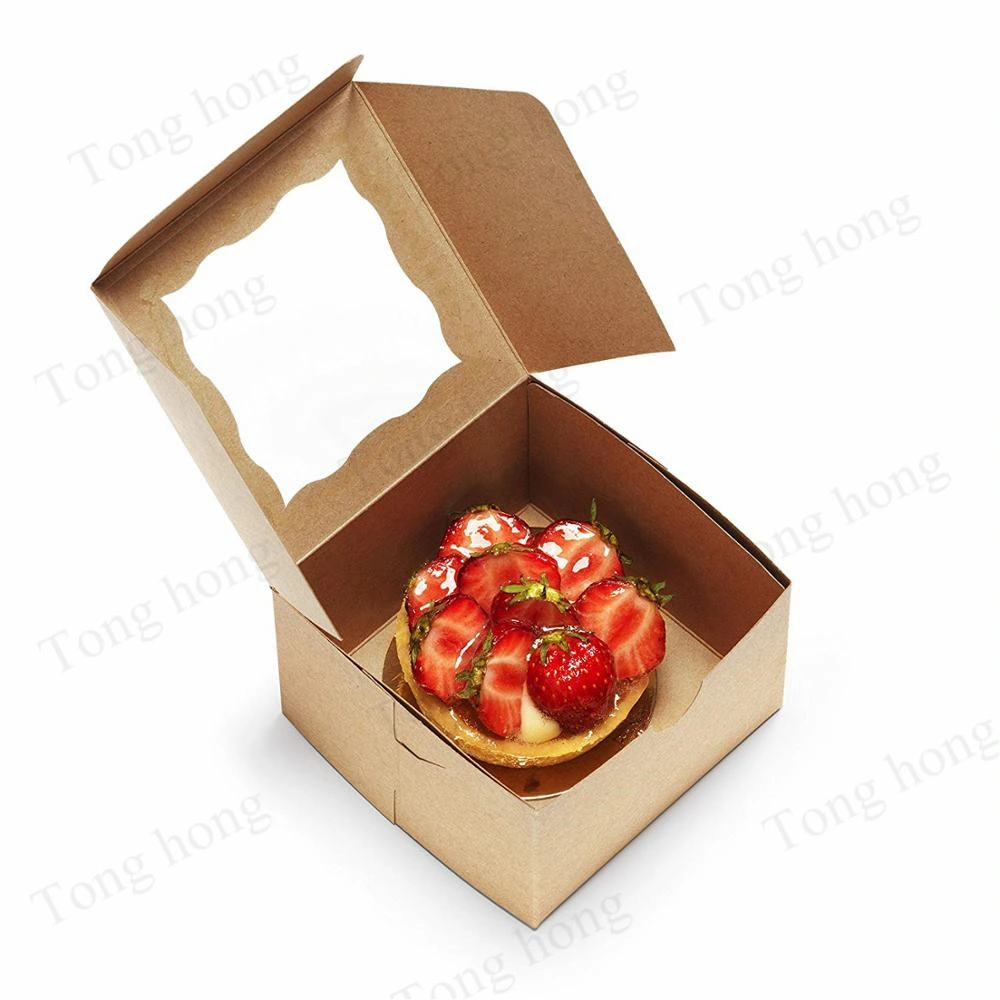 Custom PVC Transparent Window Kraft Ivory Bakery Boxes Eco Friendly Cake Food Packaging Kraft Paper Box