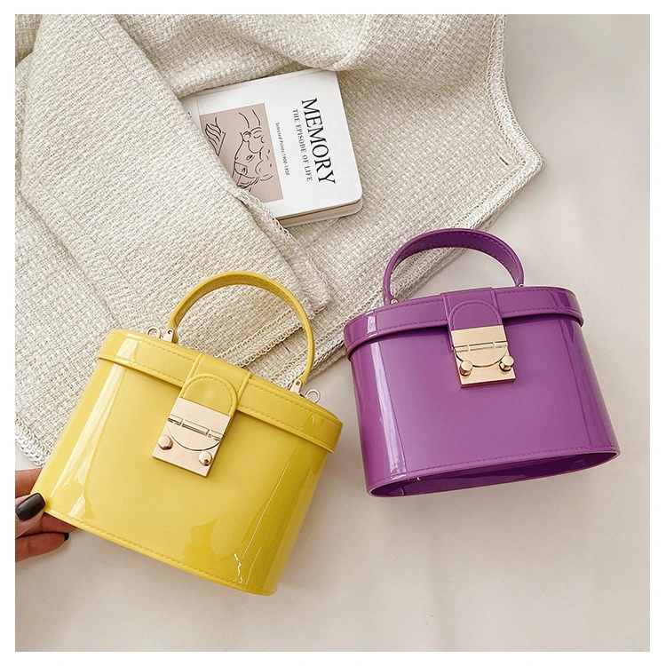 New Fashion Trendy Hot Cylinder Shape PVC Jelly Bag Mini Bags Women Handbags Ladies