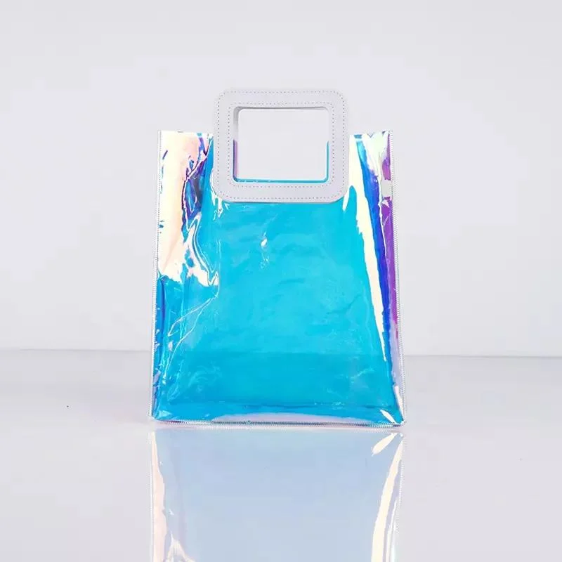 ISO BSCI Factory Eco-Friendly Waterproof Beach Transparent Tote Women Colorful Clear PVC Gift Handbag