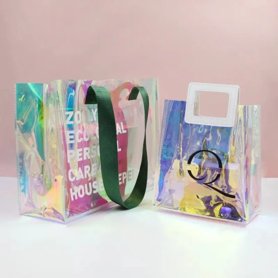 Custom Wholesale Tote Bag Style Fashion Clear Plastic Inner Pouch Purse 2PCS Set Women Transparent PVC Handbag